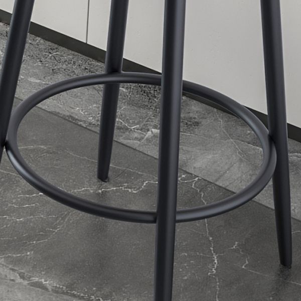 Modern Armless Backrest Counter Stool Iron Kitchen Bar Stool with Velvet Cushion and Pedal