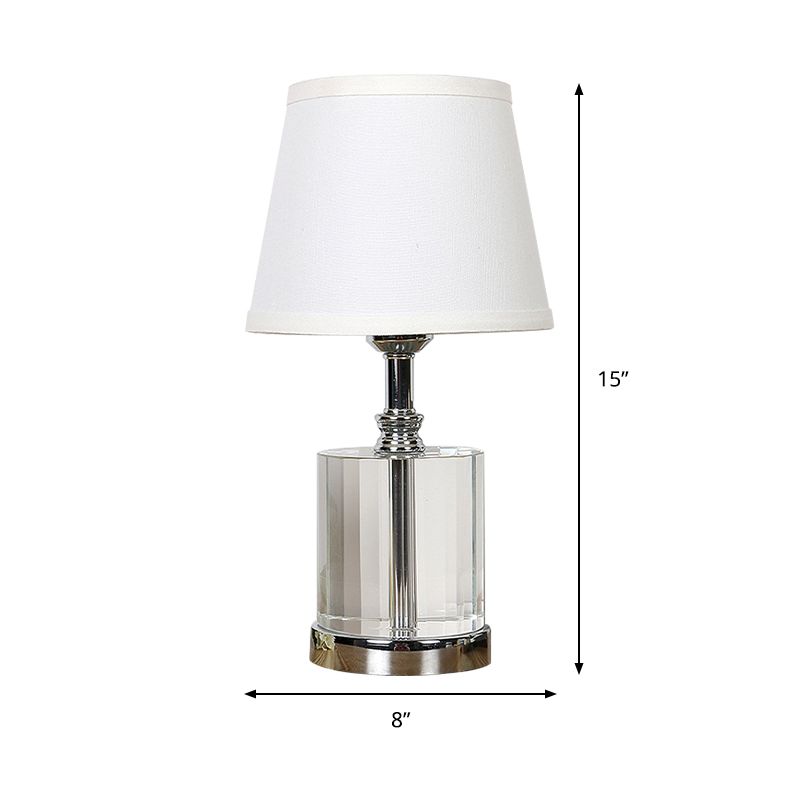 1 table de tête de tête modernisme modernisme d'éclairage nocturne blanc avec cylindre clair k9 cristal