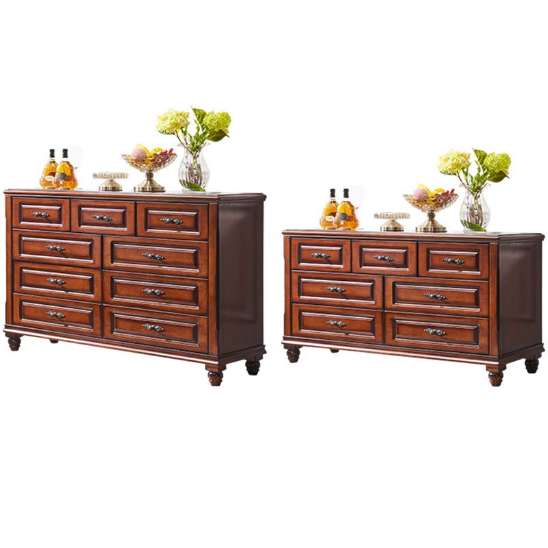 Traditional Horizontal Bedroom Chest Wooden Storage Chest with Drawers