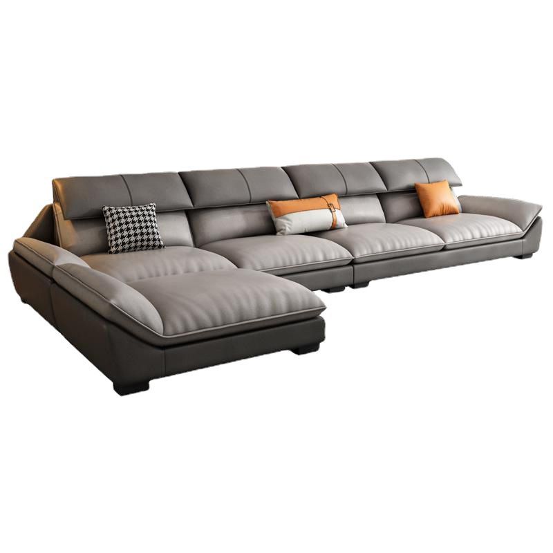 Pillow Top Arm Sectional L-shape 4-seater Faux Leather Sectional