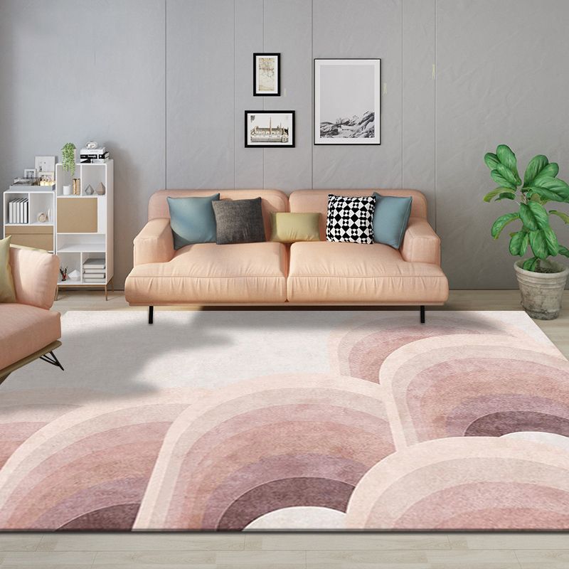 Light Pink Nordic Rug Polyester Color Piece Rug Washable Rug for Living Room