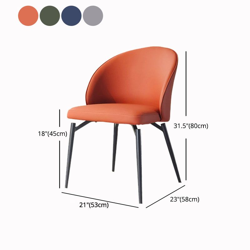 Solid Back Armless Chair Industrial Design PU Leather Dining Chairs