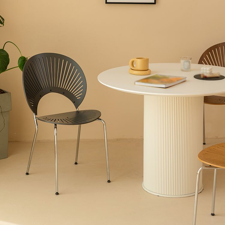 Sillas de comedor de madera de estilo moderno, respaldo abierto, sillas laterales con patas de metal