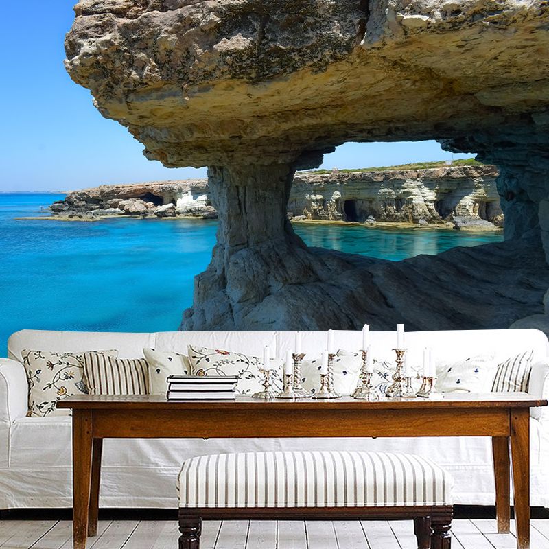 Modern Seascape Murals Wallpaper Mildew Resistant for Bathroom Murals Decor