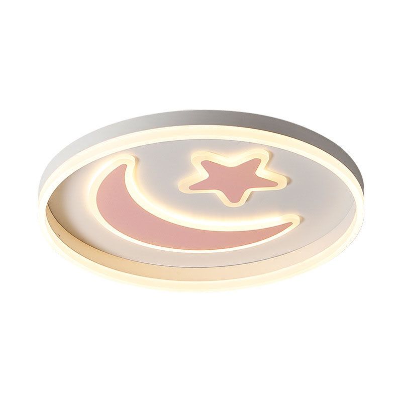 Éclairage LED encastré pour chambre à coucher, luminaire encastré blanc/rose/bleu pour enfants avec abat-jour en acrylique lune et étoile