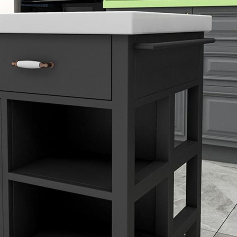 Modern Style Rolling Kitchen Cart Marble Kitchen Island Cart with Drawer