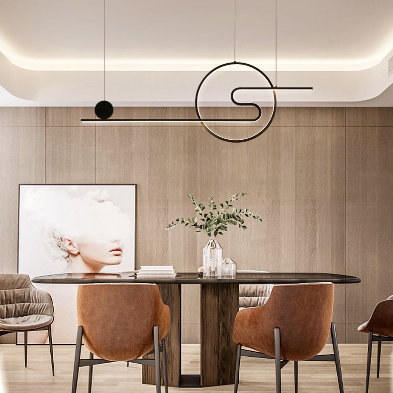Modern Simplicity LED Linear Pendant Light Aluminium Adjustable Hanging Lamp for Dining Room
