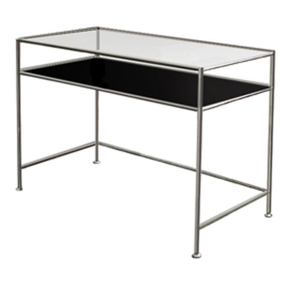 Modern Glass Top Office Desk 31.5" Tall Rectangular Writing Desk
