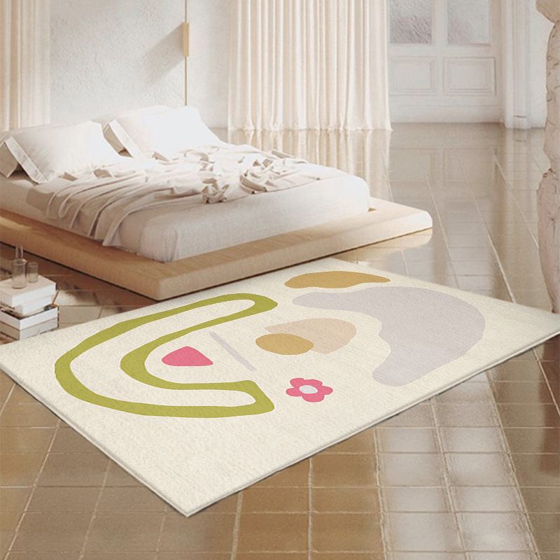 Modern Style Living Room Rug Color Block Carpet Polyester Washable Area Rug