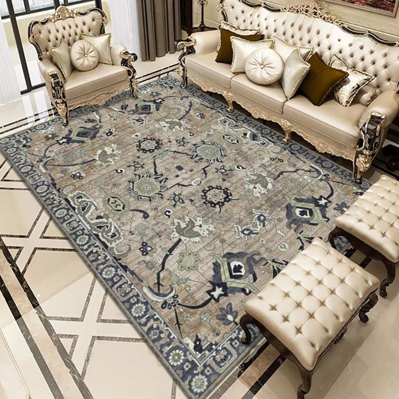 Antike ethnische Druckteppich-Teppichfarbe Polyester Teppich Nicht-Rutsch-Backing-Teppich für die Heimdekoration