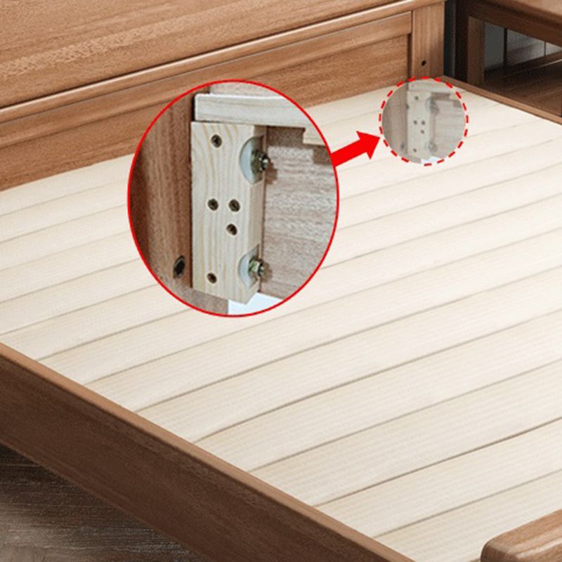 Scandinavian Trundle Bed Walnut Bed Frame With Custom Gold Legs