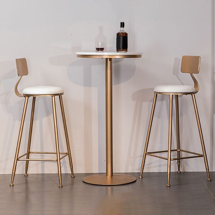 Faux Leather Dining Stools Low Back Bar Stools with Metal Base