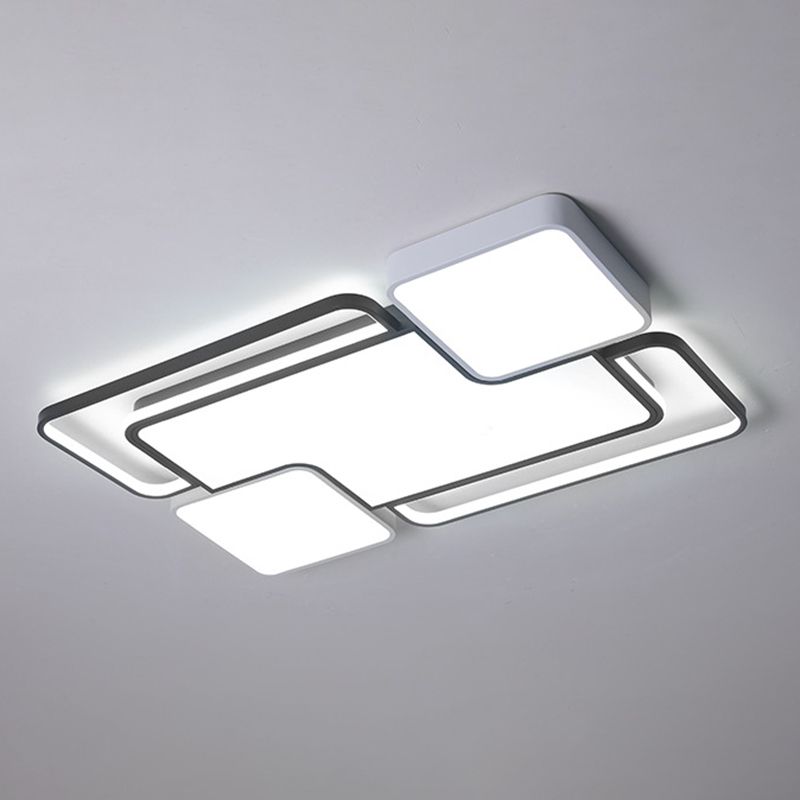 Fijador de techo geométrico de aluminio, Luz LED incorporada en blanco y negro Nórdico