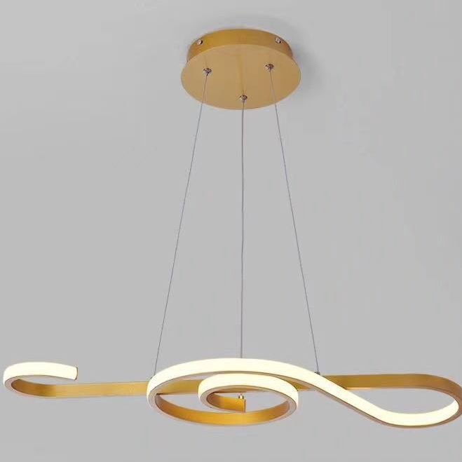 Ultra-modern Musical Note Hanging Chandelier Aluminum Suspension Lighting with Hanging Cord for Living Room