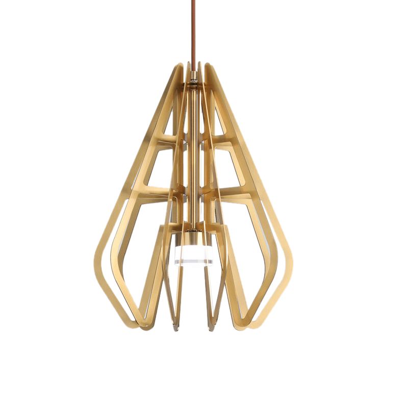 Postmodern LED Pendant Light Gold Diamond Shaped Suspension Lamp with Metal Frame