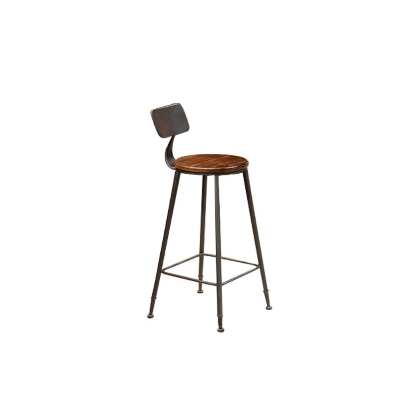Industrial Armless Dining Stool Low Back Bar Stool with Metal Base