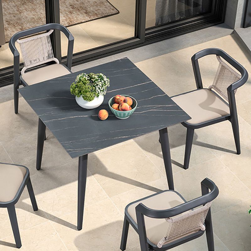 Tropical Rattan Gray Armed Chairs with Arm Patio Dining Chair