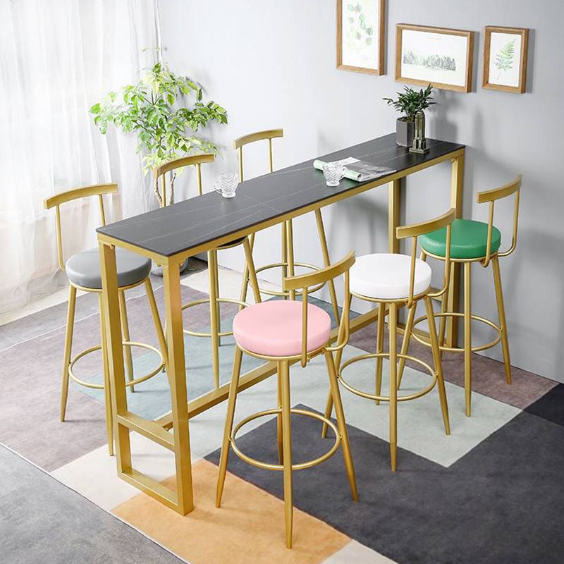 Nordic Bar Table Rectangle Stone Top Bistro Table with Pedal
