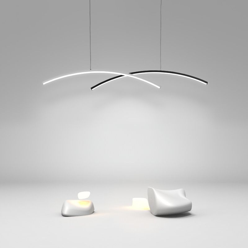 Accesorio de iluminación colgante de sala de estar sombreada LED Simplicidad colgante en blanco negro