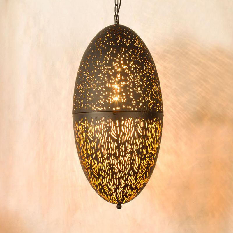 Carved Pendant Lighting Decorative 1 Head 8"/11"/13" Wide Metal Hanging Light Fixture in Brass