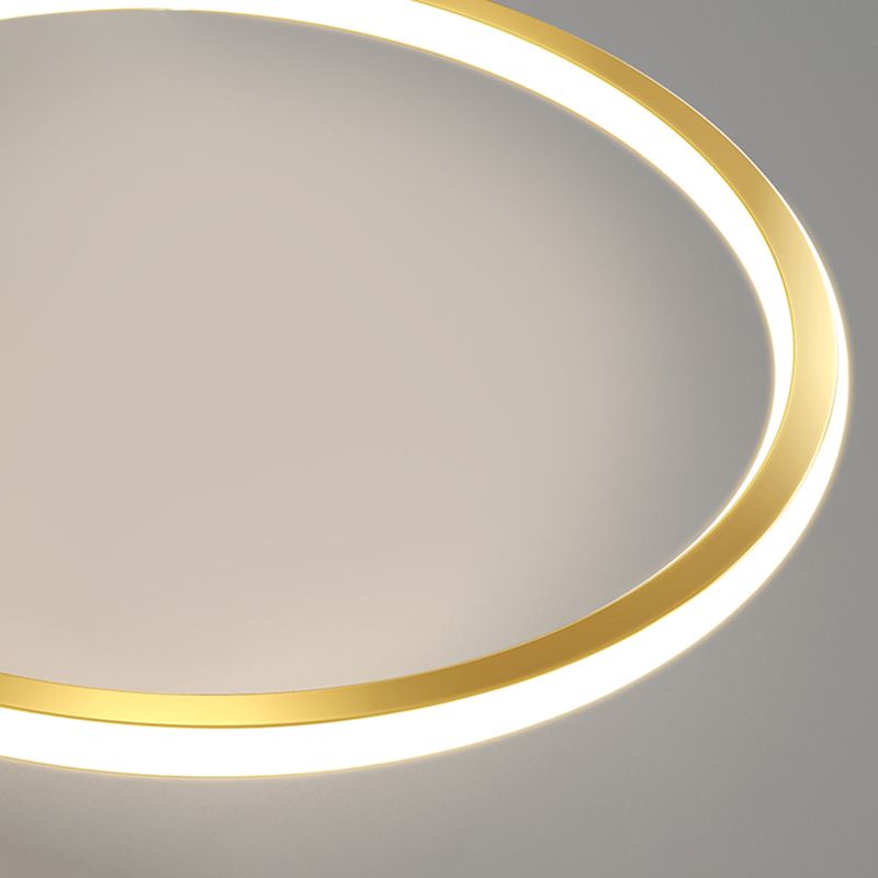 Black and Gold LED Semi Flush Mount in Modern Concise Style Circular Feather Ceiling Light with Acrylic Shade
