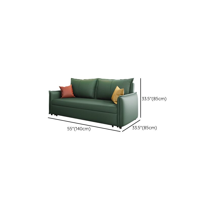 Contemporary Futon Sofa Bed Metal Green with Storage Pillow Back Square Arms