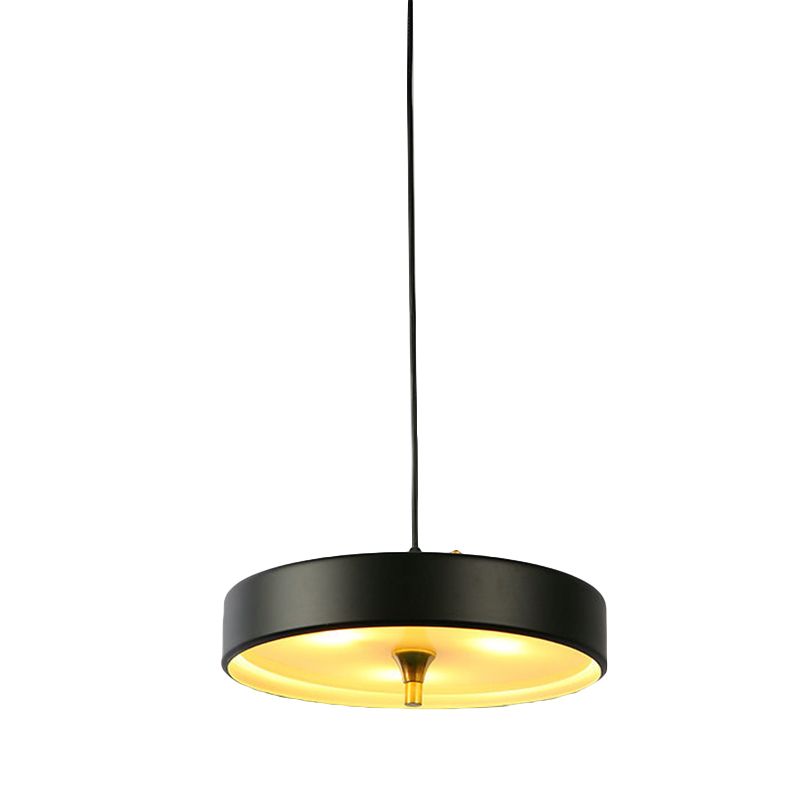 Modern Disk Pendant Light Fixture Blue/White/Black Metal 1 Light Hanging Lamp Kit for Bedroom