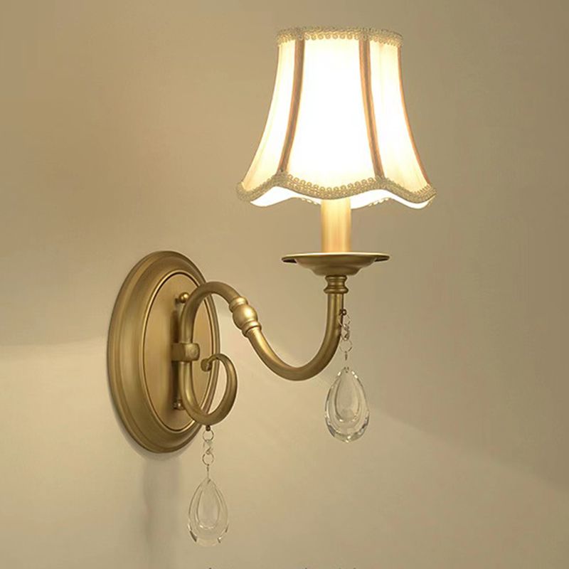 Nordic Style Crystal Vanity Light Fabric Shade Vanity Lamp for Shower Room