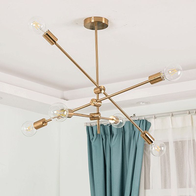 Gold 6 Light Molecular Chandelier Lighting Modern Sphere Glass Hanging Pendant Light for Living Room