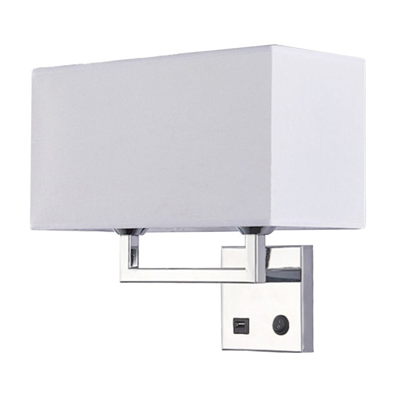 Lámpara de luz de pared de tela cuboidal minimalista 2 luces lámpara montada en la pared beige/blanca para sala de estar