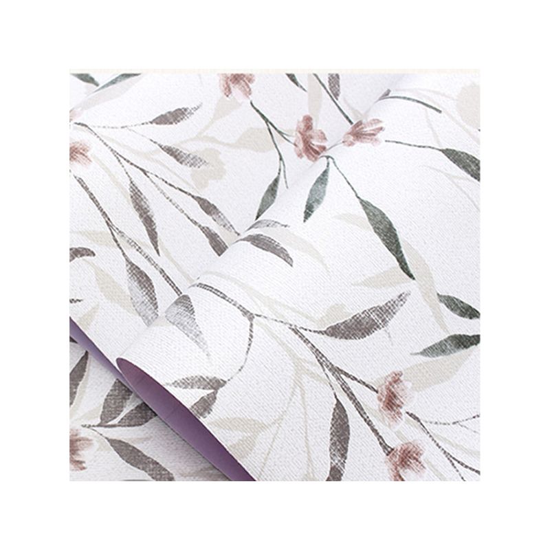 Vinyl 17.5-inch x 19.5 ft Fresh and Light Non-Pasted Long Branches and Floral Print Wallpaper