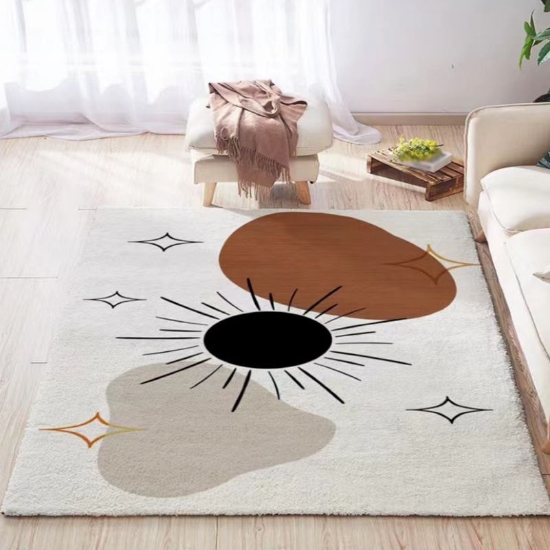 Orange Modern Rug Polyester Abstract Print Rug Stain Resistant Rug for Drawing Room