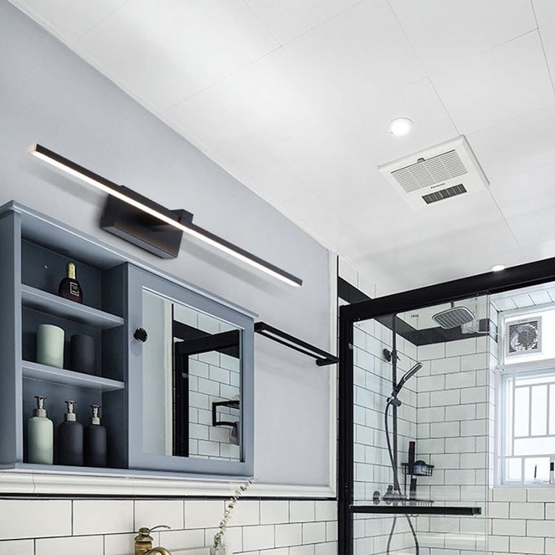 Streamlined Vanity Wall Light Simple Metal LED Black Wall Mounted Lighting in Warm/White Light for Bathroom
