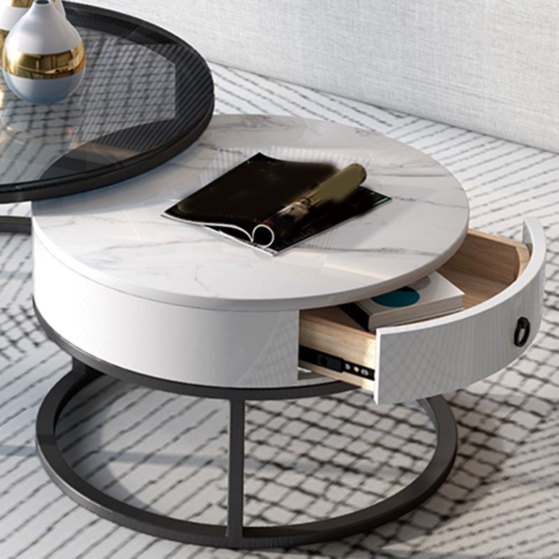 Round Nesting Coffee Table Set Round Frame Coffee Table with Drawer