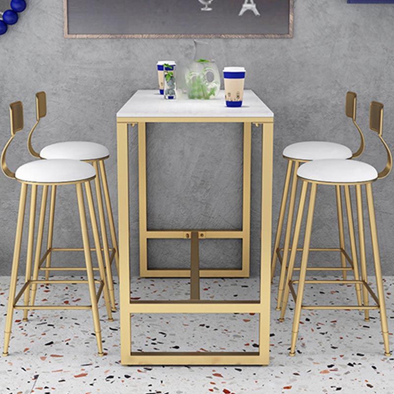Glam 1/2/3/5 Pieces Counter Set Coffee Shop Trestle Stone Table and Stool Set