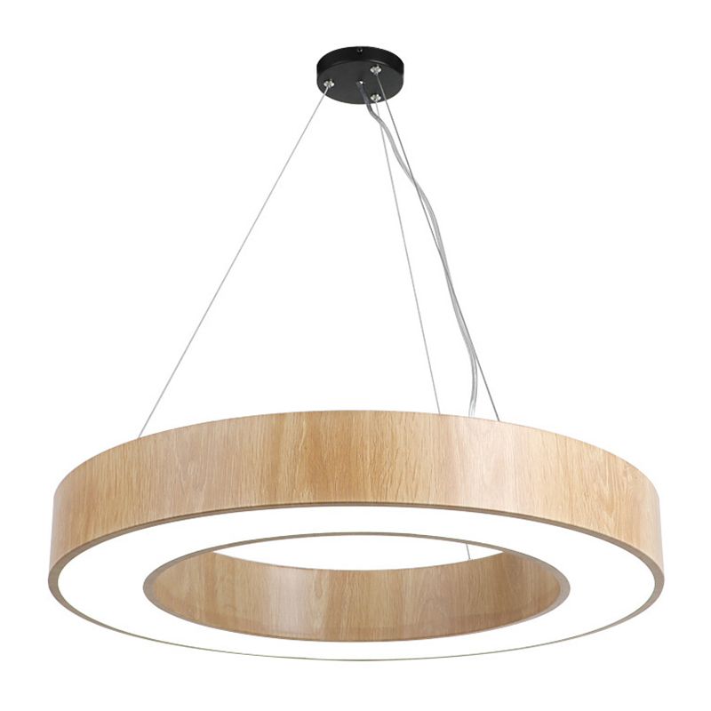 Illuminazione a sospensione circolare in stile nordico finitura in legno da ufficio in metallo luce a sospensione