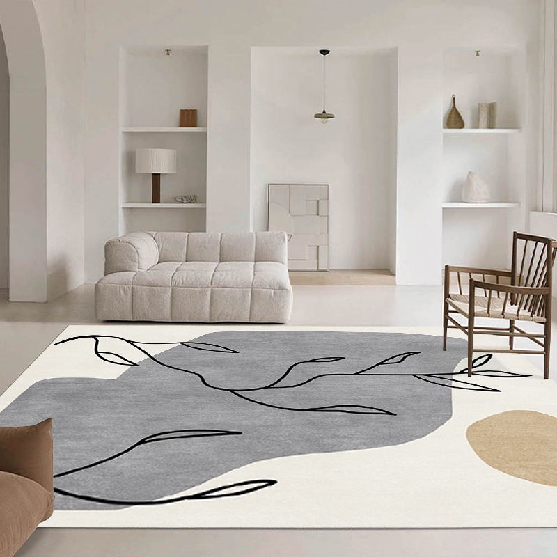 Rectangle Shape Abstract Pattern Rug Living Room Polyester Washable Area Rug