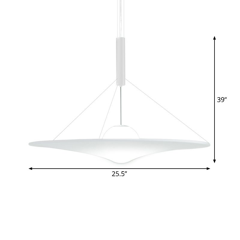 Trumpet Flared Pendant Light Fixture Designer Cream Ball Glass 1 Bulb White Suspension Light