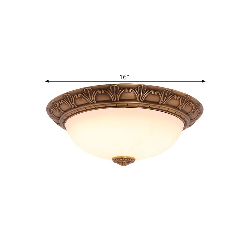 Crema Glass Domed Rush Mount Campiña 4/3/2 Bulbos Brass Techo fixture for Corridor, 12.5 "/16" /21.5 " O