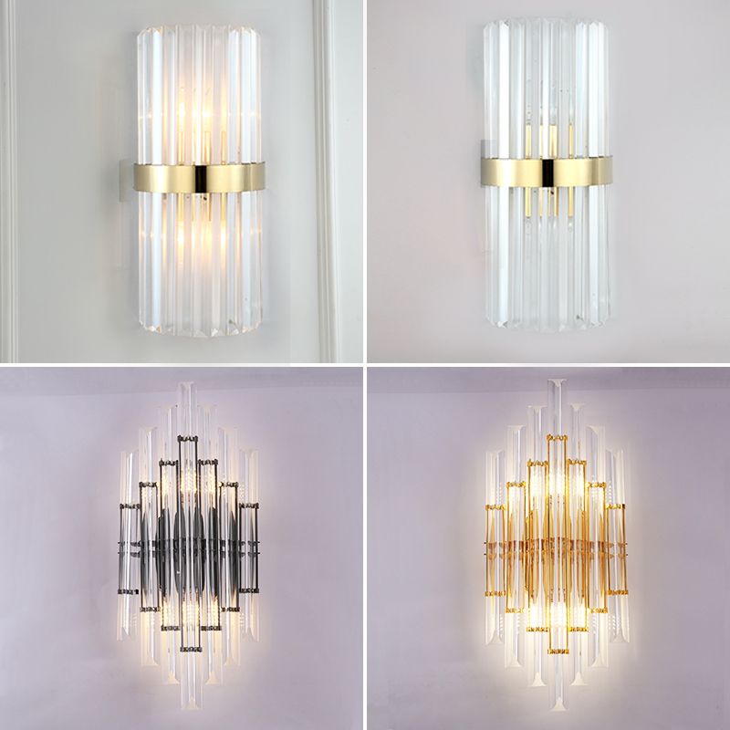 Simplicidad Luz de luz Spline con lámpara de pared posmoderna de sombra de cristal transparente