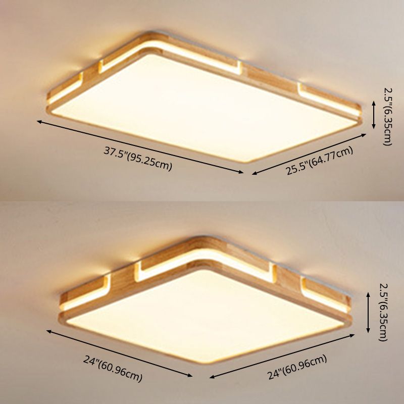 Plafoniere quadrate da incasso con arte del legno per soggiorno