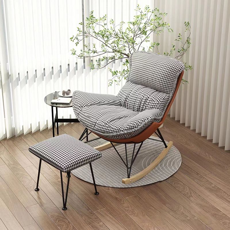 Modern Rocking Chair Ottoman Detail Indoor Rocker Chair with Removable Cushions