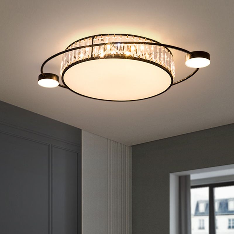 Plafonnier LED rond en cristal clair, plafonnier artistique pour couloir