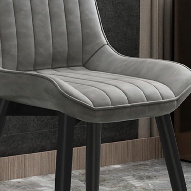 Glam Faux Leather Dining Chair Parsons Chair in Matte Finish for Home