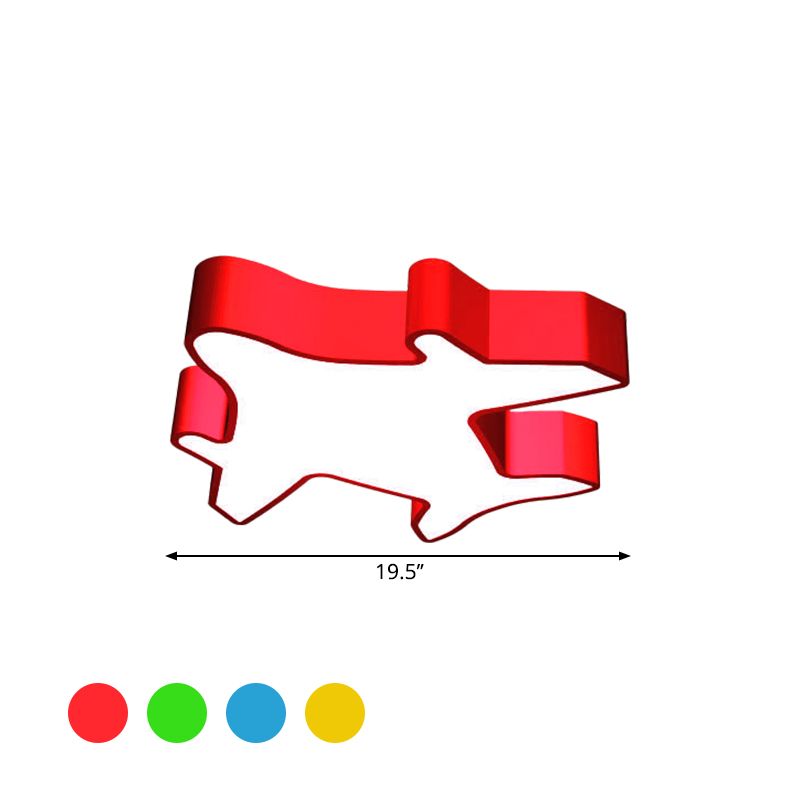 19.5"/23.5" W Aircraft Ceiling Mount Lamp Kid Metallic Playroom LED Flush Light in Red/Yellow/Blue