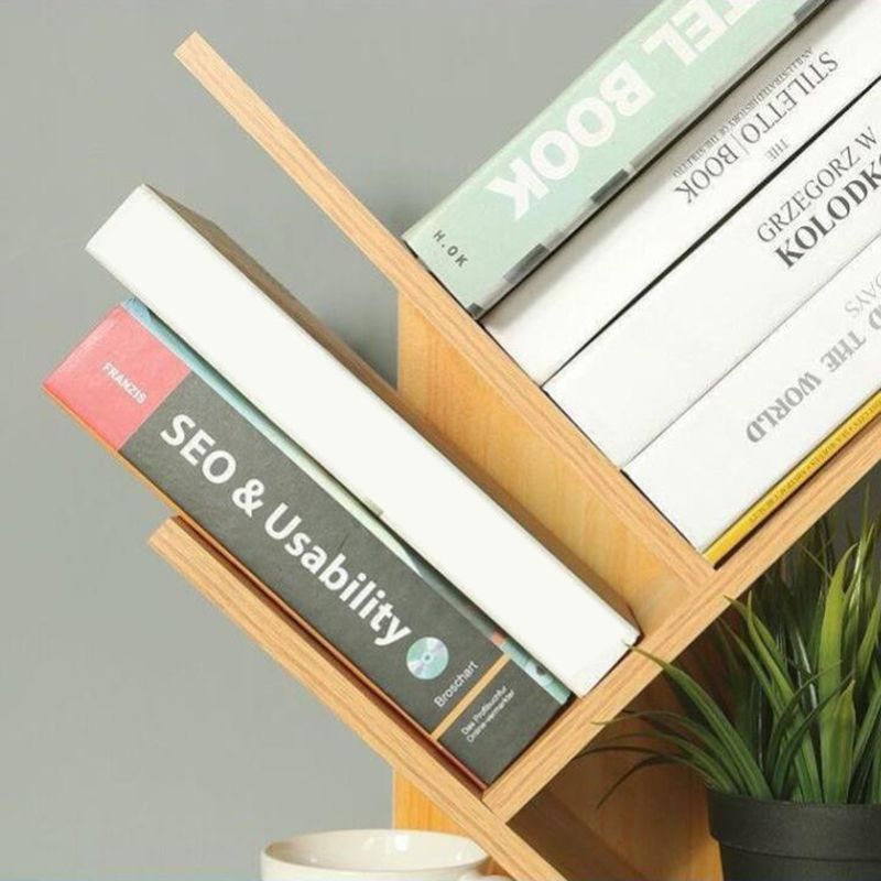 Closed Back Contemporary Style Bookshelf Wood Bookcase for Home