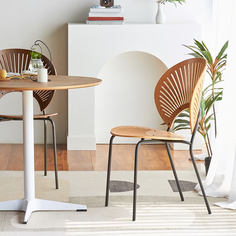 Industrial Dining Chair with Metal Legs Matte Finish Side Chair