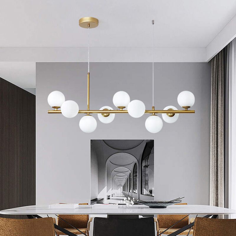 Ball Shape Glass Island Chandelier Modern Style Multi Lights Island Ceiling Light