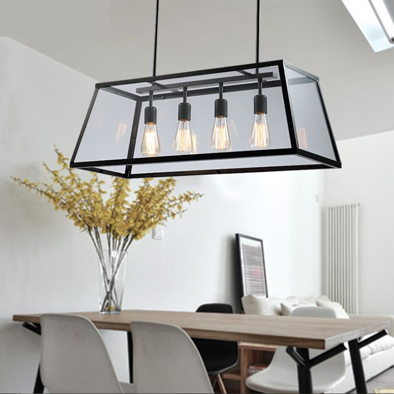 Industrial Black Island Light Metallic Pendant Lighting Fixture for Dining Room