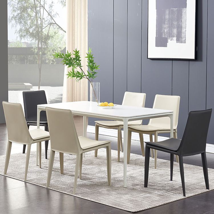 Modern Style Leather Dining Armless Chair Metal Side Chair for Home Use